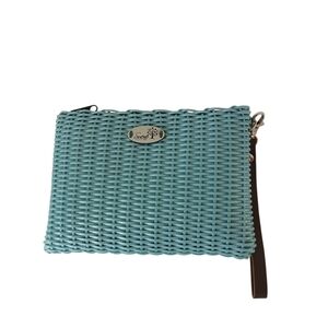 Sueno Blue Woven Recycled Plastic Zippered 9"x 6" Wristlet